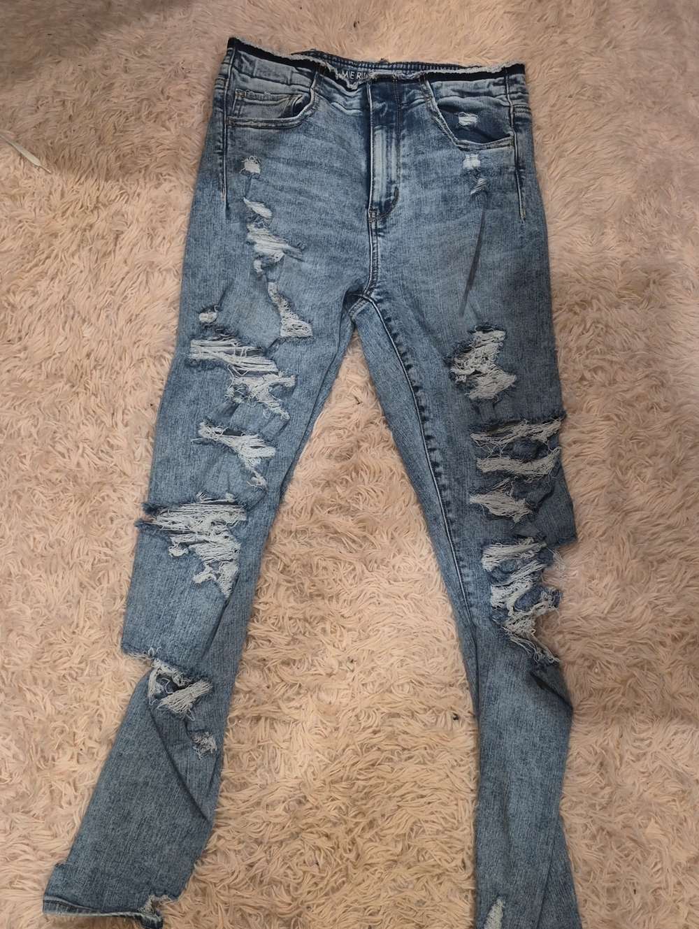American Eagle Outfitters Ripped Light Blue Skinny Jeans